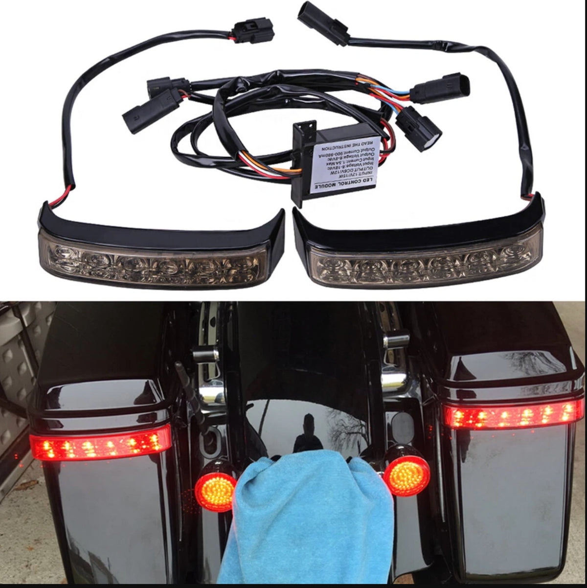 Saddlebag Run Brake LED Turn Lights Side Pannier LED Tail  Fit For Harley Davidson Touring, Super Meteor 650 With Harley Side Box