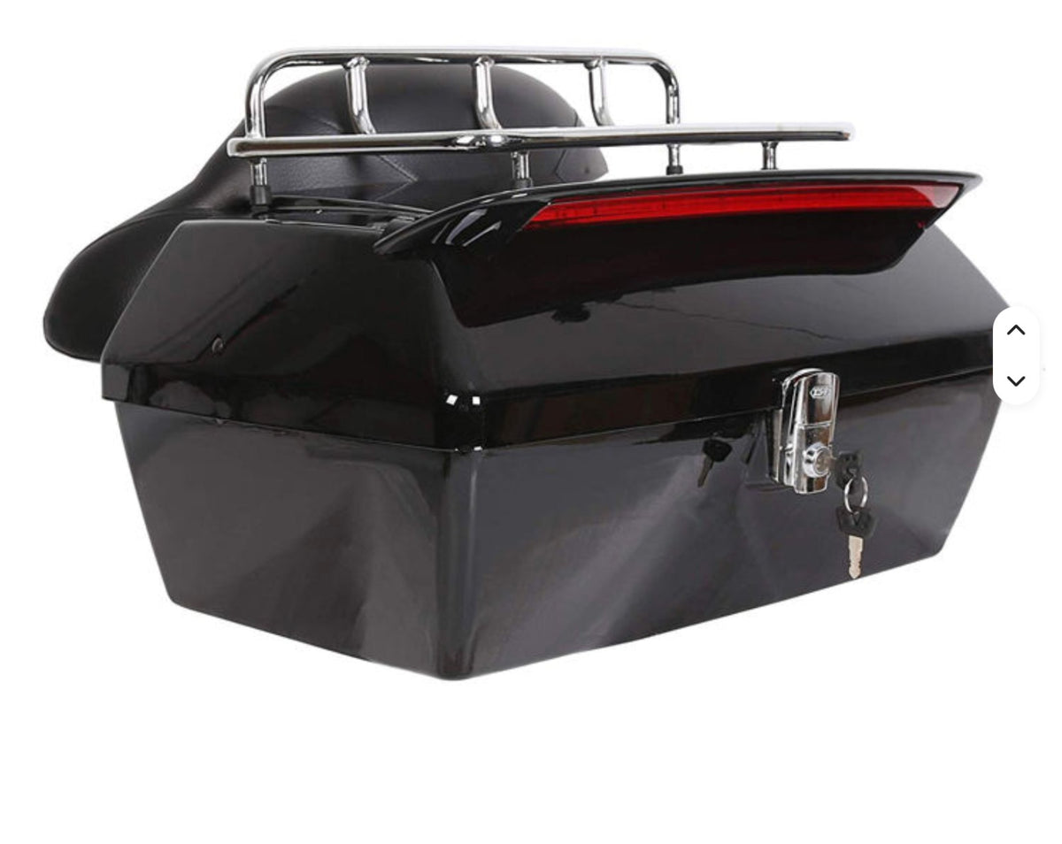 Harley-davidson-style 50l Motorcycle Top Box Trunk With Taillight, Universal Fit For Harley-davidson Low Rider, Street Glide, Road King,fat Boy, Harley Street 750