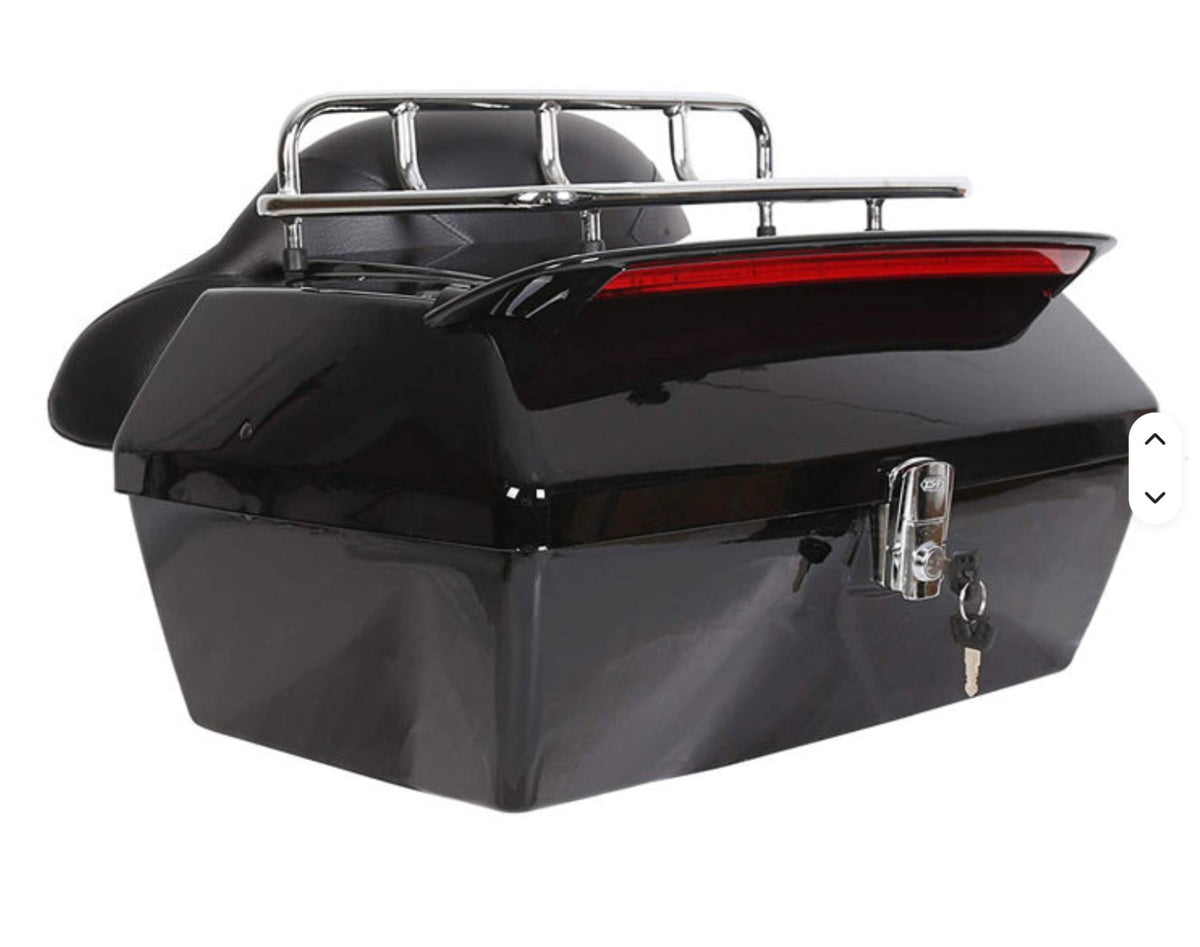 Harley-davidson-style 50l Motorcycle Top Box Trunk With Taillight, Universal Fit For Harley-davidson Low Rider, Street Glide, Road King,fat Boy, Harley Street 750