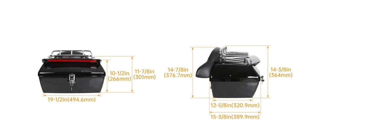 Harley-davidson-style 50l Motorcycle Top Box Trunk With Taillight, Universal Fit For Harley-davidson Low Rider, Street Glide, Road King,fat Boy, Harley Street 750