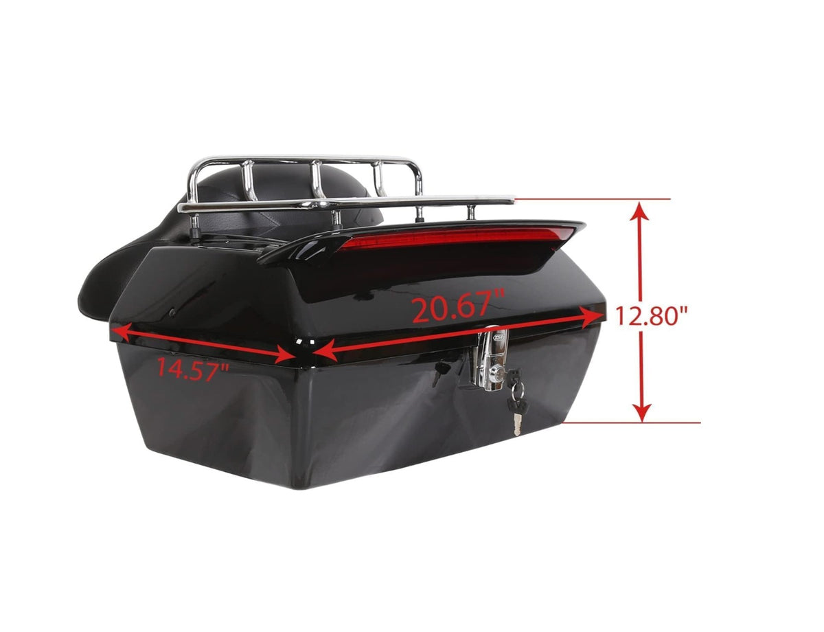 Harley-davidson-style 50l Motorcycle Top Box Trunk With Taillight, Universal Fit For Harley-davidson Low Rider, Street Glide, Road King,fat Boy, Harley Street 750