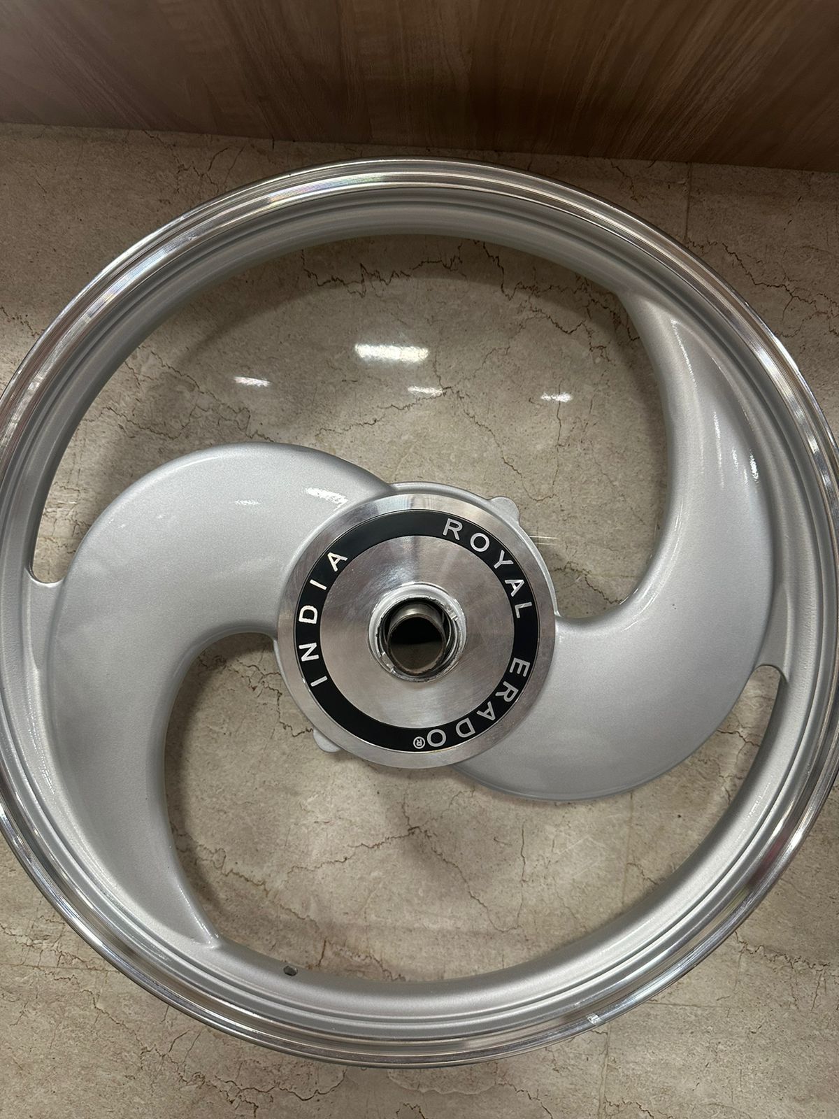 ROYAL ERADO 2S or 2 SPOKE SILVER Alloy Wheel set For Royal-Enfield Standard big drum after 2010 model