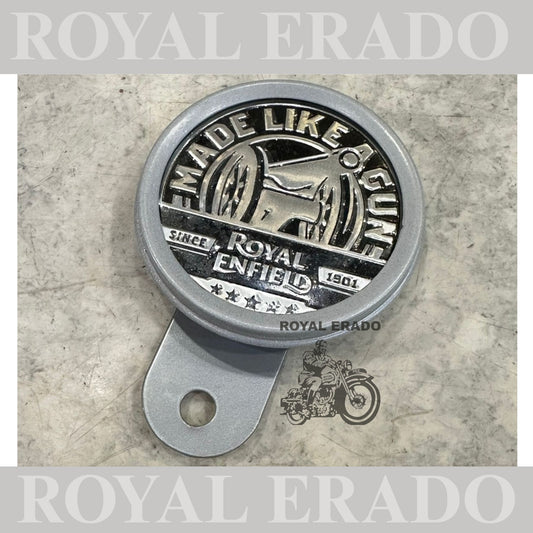 Royal Enfield token holder British tax tag holder made like a gun logo in silver for Royal Enfield vintage 1962 old model g2 , Classic Electra and Standard Battalion