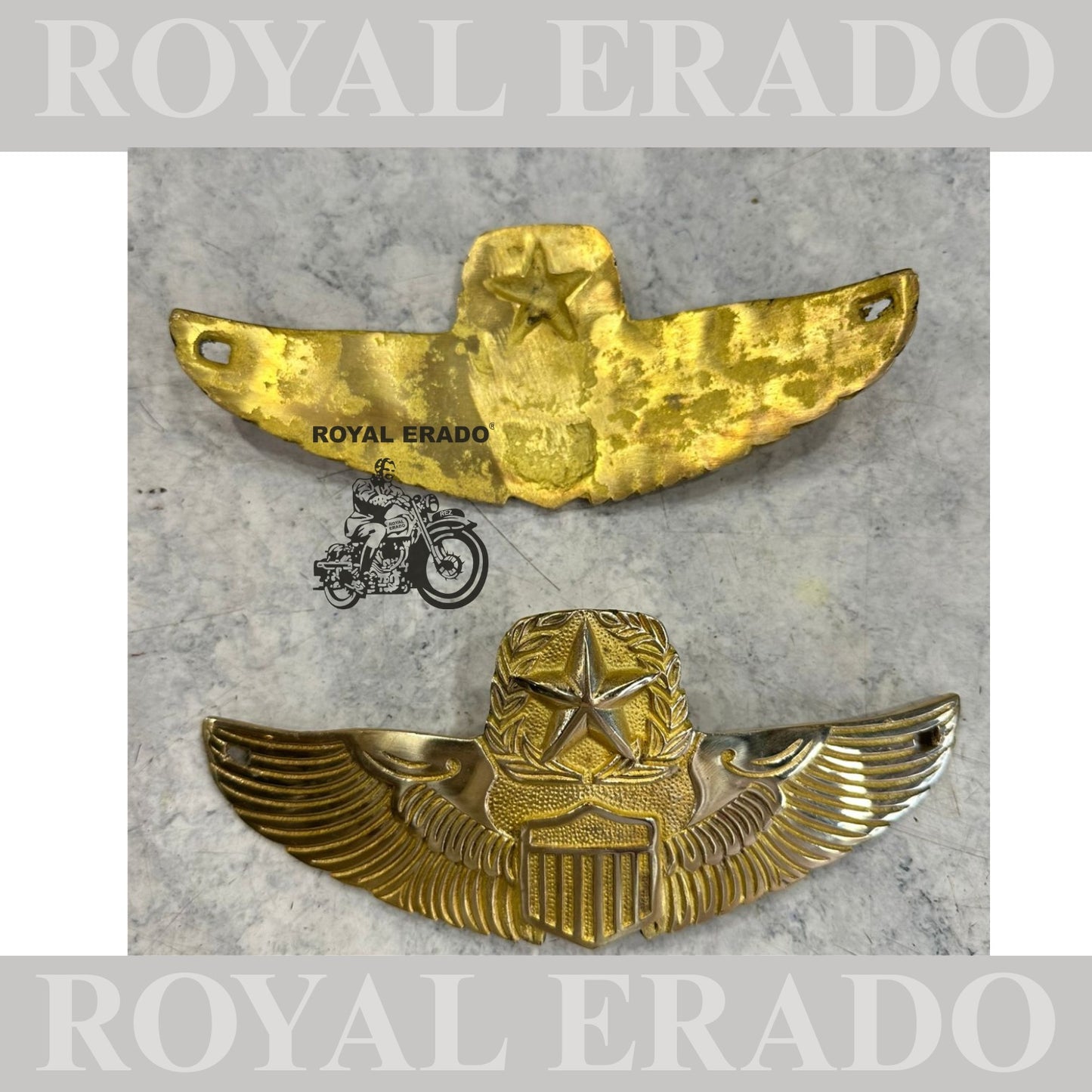 Royal Enfield Classic Electra Standard star wing monogram for tank in brass