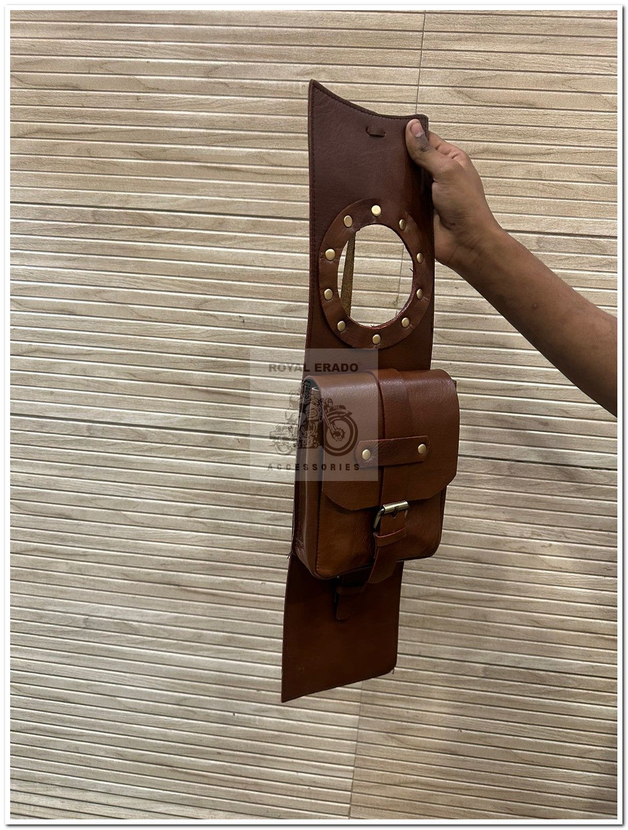 Royal Enfield Cafe Racer Gt 650 & Continental 650 Tank Cover , Tank Bag In Brown Leather
