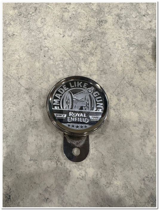 Royal Enfield chromed token holder British tax tag holder with Glass with made like gun for Royal Enfield vintage 1962 old model g2 , Classic Electra and Standard Battalion reborn classic