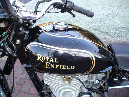 Royal Enfield old model vintage G2 1962 bullet 350 Machismo tank with Royal Enfield logo.