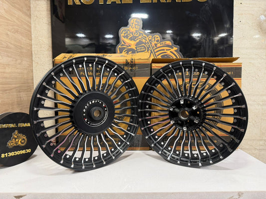 Kingway Raceby 30 Spokes Alloy Wheel set ffor Royal Enfield classic double disc and thunderbird  ( front 19” disc & rear disc 18” )