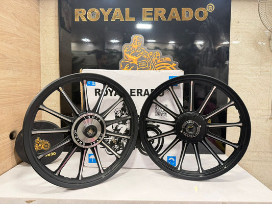 ROYAL ERADO  Imported Harley Design 13 Spokes Alloy Wheel for Royal Enfield standard abs and electra ( front 19” disc rear 19” drum )
