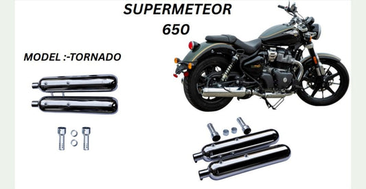 Tornado Performance exhaust Stainless steel silencer with DB killer D.B killer in chrome  for Super Meteor 650