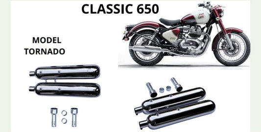 Tornado Performance exhaust Stainless steel silencer with DB killer D.B killer in chrome  for Classic 650
