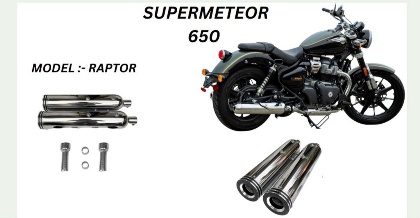 Raptor Performance exhaust Stainless steel silencer with DB killer D.B killer in chrome for Super Meteor 650