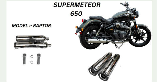 Raptor Performance exhaust Stainless steel silencer with DB killer D.B killer in chrome for Super Meteor 650