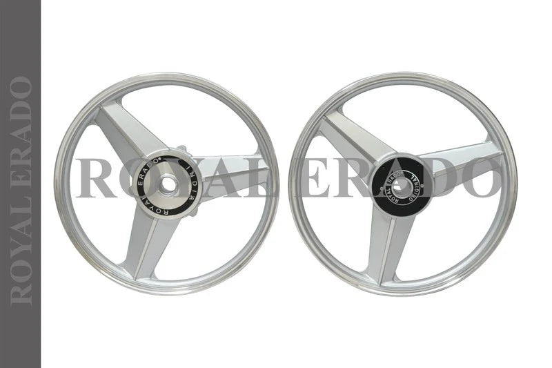 ROYAL ERADO Diamond mercedes silver Alloy Wheel for STANDARD ABS Royal-Enfield Bullet X 350CC, Electra, Thunderbird 2010 model