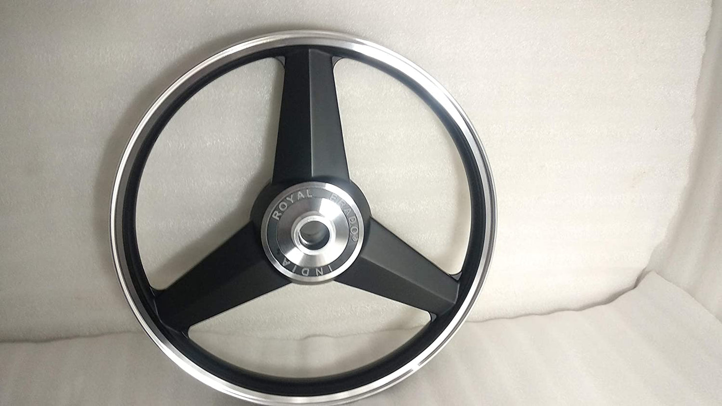ROYAL ERADO Diamond black Alloy Wheel  Set rear small drum brake | For Splendor old with small drum rear / SPLENDOR PLUS / splendor pro / super splendor / hf deluxe / hero Honda old model splendor  (  front 18” drum and rear 18” small drum )