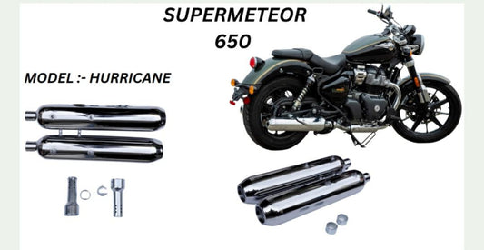 Hurricane Performance exhaust Stainless steel silencer with DB killer D.B killer in chrome for Super Meteor 650
