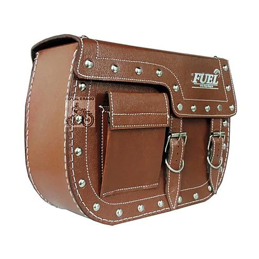 Harley Style Side Saddle Bag Brown Colour, For Reborn Classic Standard Battalion Electra Thunderbird Meteor 350 Hunter 350 Vintage G2 1962 Old Model Bullet 350
