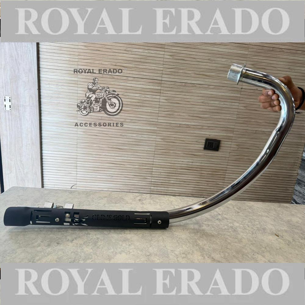Royal Enfield Reborn Classic & New Standard Battalion Chrome Hk Company C Type Bend Pipe Chrome With Double Sensor Free Flow Loud Sound