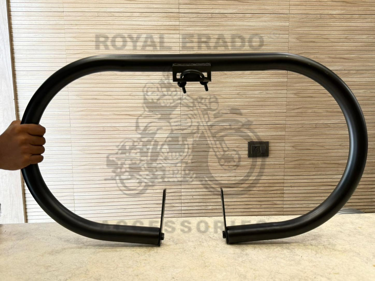 Royal Enfield Oval-shaped Black Crash Guard Leg Guard For Royal Enfield Classic, Electra, Standard Battalion, Reborn Classic, Vintage G2 1962 Old Model Bullet 350