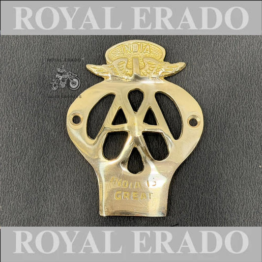 Brass Aa Monogram Badge For Royal Enfield Classic Electra Standard Battalion Reborn Fit For Toolbox, Air Filter Box & Battery Cover