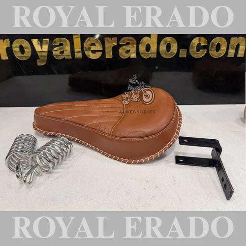 Royal Enfield Vintage G2 1962 Kabir Singh Front Seat (Arjun Readdy Seat), Old Model Style Spring Seat In Tan Leather For Classic Electra Standard Reborn Classic