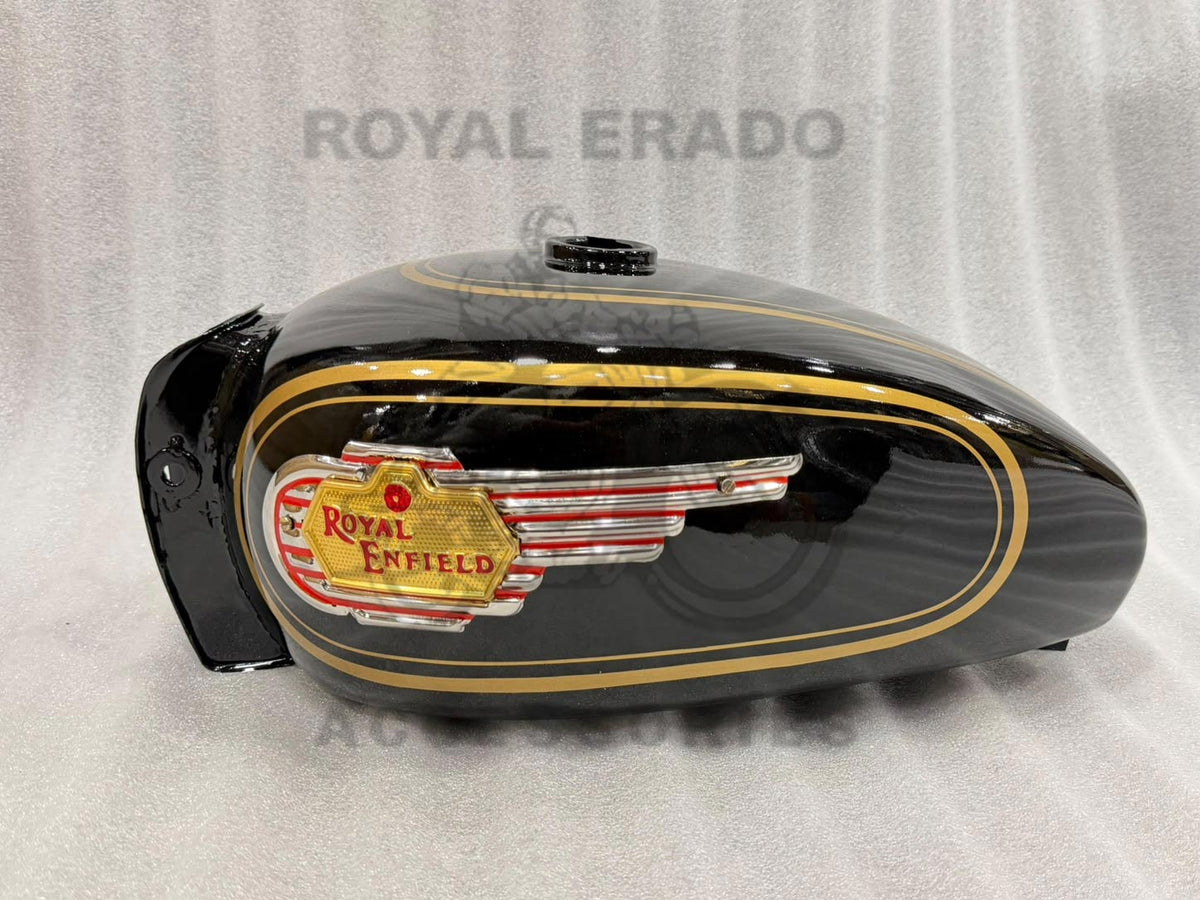 Vintage G2 1962 Old Model Bullet 350 Standard 350 Tank With Monogram, Golden Lining Pinstripe With Paint With Antirust Coating Inside  For Classic Electra Standard Before 2014 Model