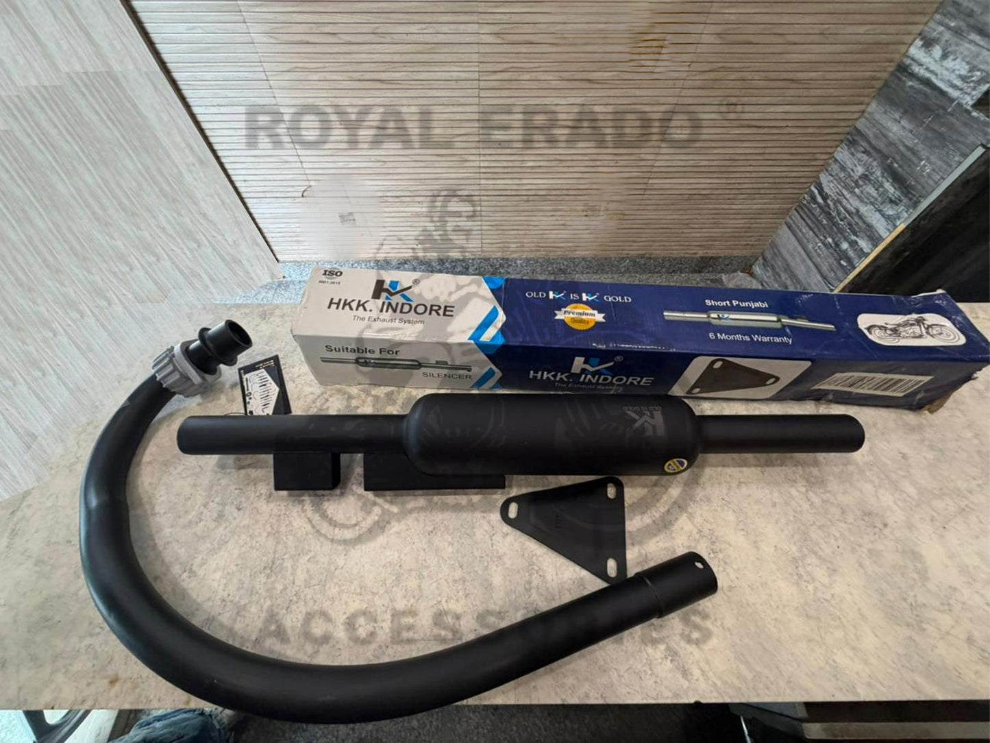 Hk-indore Company Punjab Free-flow Loud Sound Black Silencer Exhaust  & C-type Black Bend Pipe For Royal Enfield Bs-3, Bs-4, Bs-6, Classic Electra & Standard