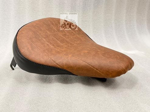 Royal Enfield Harley Bobber Style Solo (Black & Tan Colour ) Seat For Classic Electra Standard Vintage G2 1962 Old Model Bullet 350