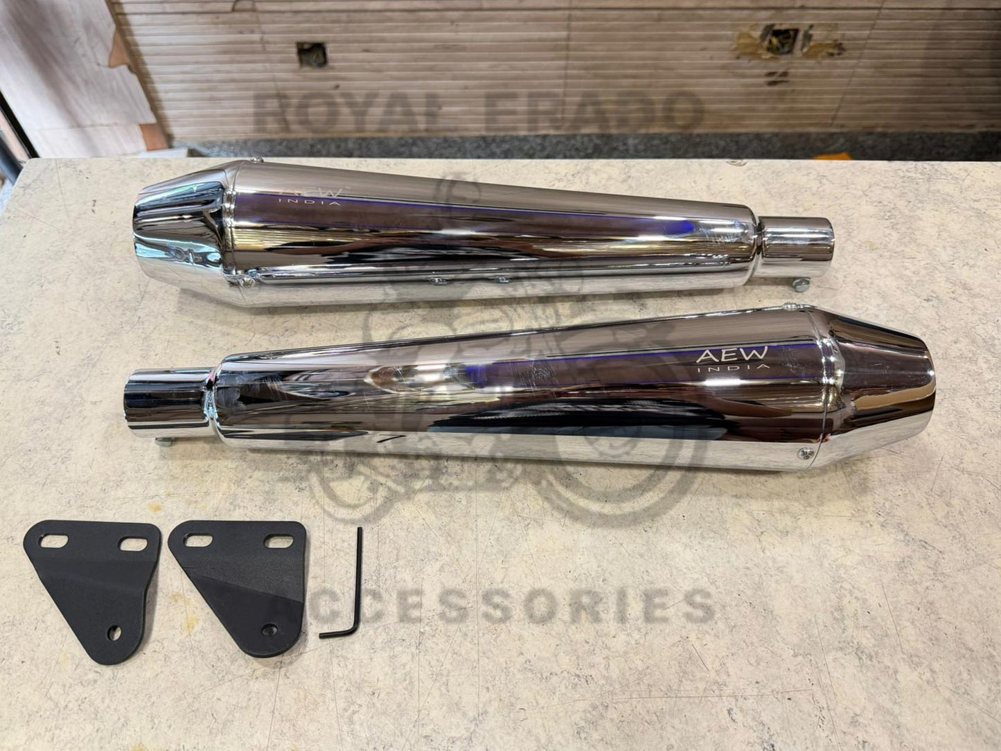 AEW Te 101 Performance Chrome Mild Steel Exhaust Silencer For Royal Enfield Interceptor 650 & Continental Gt 650 | Deep Rumble With Treble Note