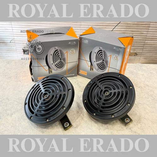 Roots Megasonic Horn In Black Colour For Royal Enfield Jawa Yezdi Reborn Classic , Electra , Standard , Thunderbird , Super Meteor 650, Hunter 350 , Meteor 350 Classic 650 , Standard 650 Goan 350 ,
