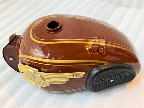 Royal Enfield Brown Kabir Singh Style Vintage G2 1962 Model Tank With Brass Monogram & Knee Pad For Royal Enfield  Electra Standard