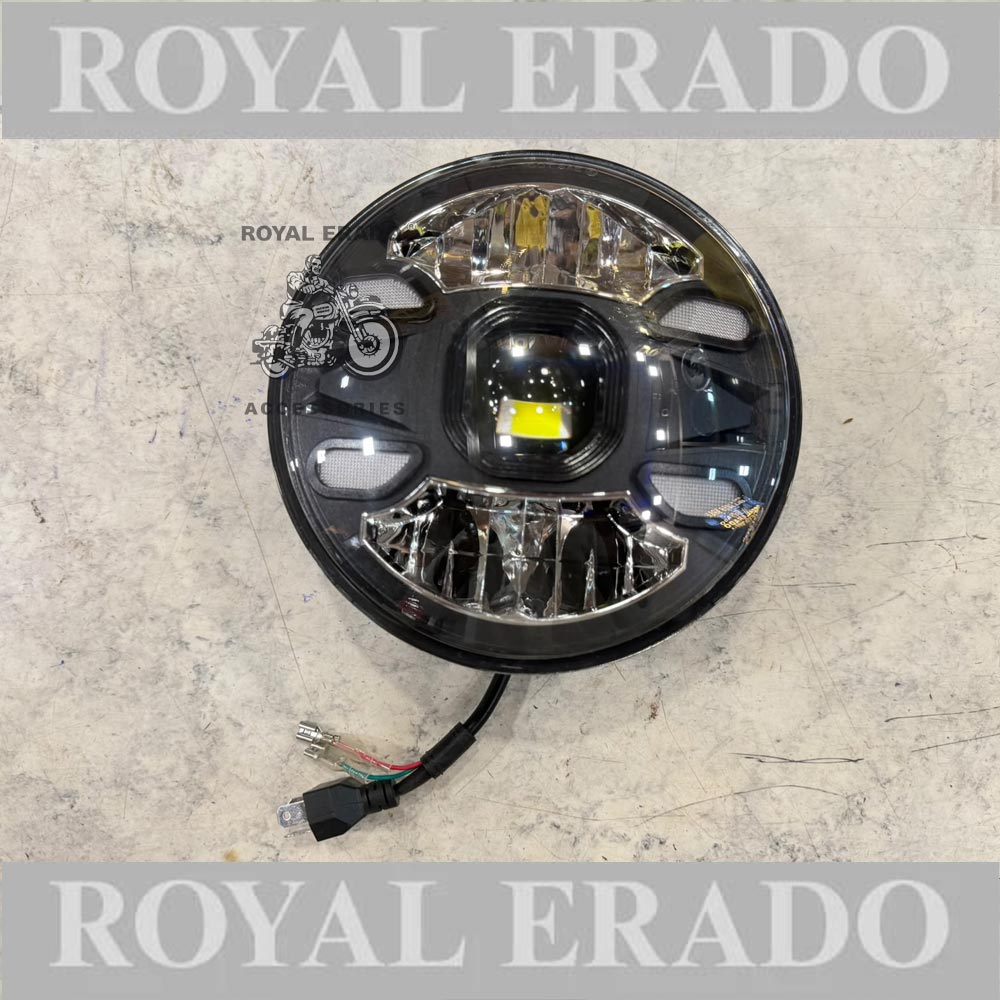 Royal Enfield  Reborn Classic Electra New Standard Battalion Meteor 350 Super Meteor 650 Hunter 350 Thunderbird Interceptor & Continental Gt650 White LED Projector Thar Head Light 7”