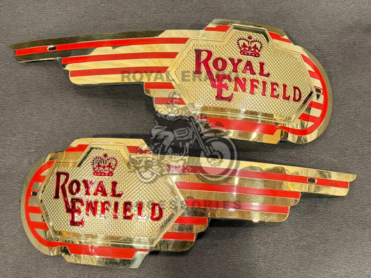 Brass Tank Monogram For Royal Enfield Vintage G2 1962 Old Model Bullet 350 Reborn Classic Electra Standard Battalion (Can Screw/Have 3m Tape Also) Classic 650 Standard 650 Twin Goan