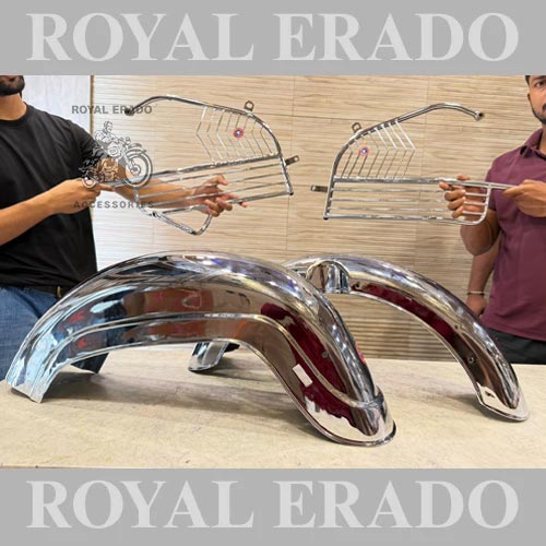 Royal Enfield Standard 350 Chrome Front & Rear Mudguards To Give A Vintage G2 1962-style Look To Your Bike