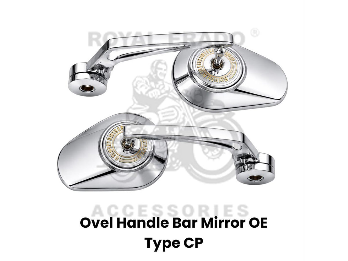 Royal Enfield Oval Bar-end Mirror In Chrome For Reborn Emerald Green Classic, Electra Standard New Battalion, Thunderbird, Gt 650, Classic 650 Twin, Bear 650, Shotgun 650, Hunter 350, Goan Classic