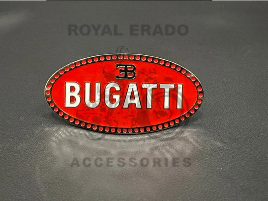 Bugatti Luxury Car Logo Badge Universal Fit To Toolbox Rear Mudguard, Number Plate, Air Filter Box, Battery Cover For Royal Enfield Reborn Classic Electra Standard Battalion