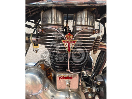 Rocker Oil Pipe Logo, Made In England British England Crown Badge Monogram Emblem, For Vintage G2 1962 Old Model Bullet 350 Standard Electra Cast Iron Engine