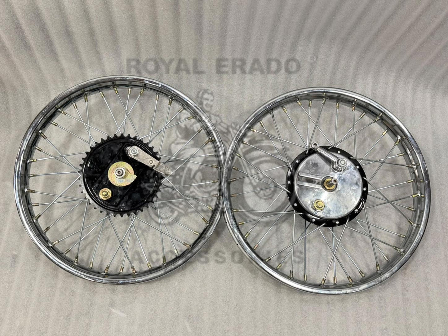 Vintage G2 1962 Old Model Bullet 350 Standard Cycle Hub Wheel Rim Assembly With All Spare Parts ( Direct Installation Plug & Play )