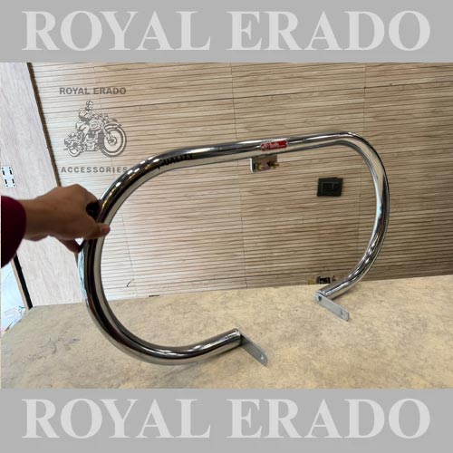 Royal Enfield Reborn Classic, New Battalion Standard, Meteor 350 Oval Leg Guard In Chrome, Vintage Kabir Singh Arjun Reddy Style Crash Guard