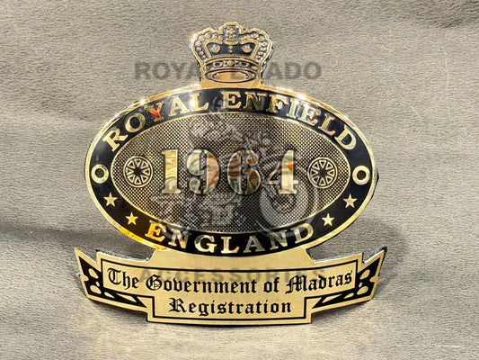 British England Crown Badge Emblem Cad Monogram Brass For Rear Mudguard For Reborn Classic Electra Standard Battalion Thunderbird Vintage Bsa Royal Enfield G2 1962 Old Model Bullet 350 (Can Scew & Also Have 3m Tape )