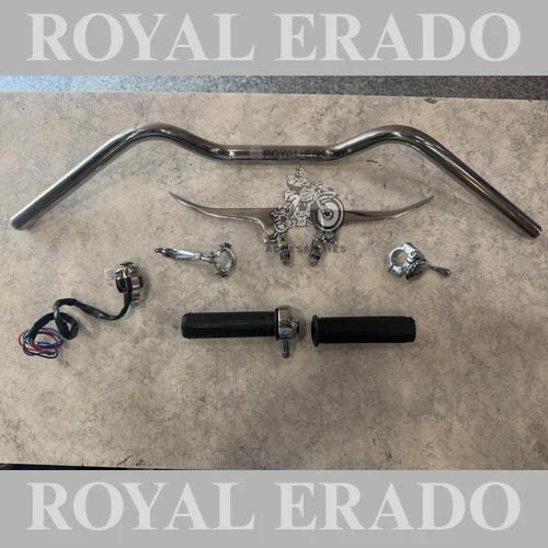 Vintage Old Model G2 1962 Bullet 350  Kabir Singh ( Arjun Reddy ) Style  Handle Bar Long With Chrome Lever , Chroke Lever , Decompressor Lever , Horn Dipper Switch Grip With Throttle Old Style