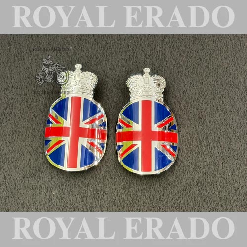 Vintage Bsa Royal Enfield G2 1962 Old Model Bullet 350 British England Crown Badge Emblem Monogram In Chrome For Front Or Rear Shocker  (2 Peaces )