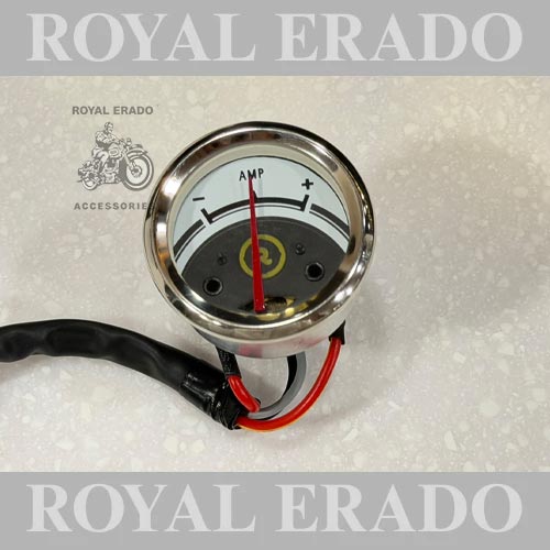 Analogue Ampmeter Ammeter  Meter Compatible With Bullet Classic Electra And Standard 350cc And 500cc Motorcycles Black And White