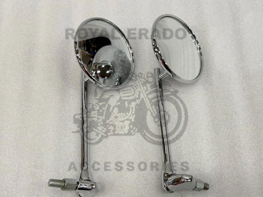 Chrome Touring Side Mirror For Royal Enfield Reborn Classic Chrome Emerald, Electra, New Battalion Standard, Meteor 350, Super Meteor 650, Continental Gt 650, Hunter 350, Super Meteor 650 Shortgun 650, Classic 650, Standard 650, Shotgun 650, Goan Classic