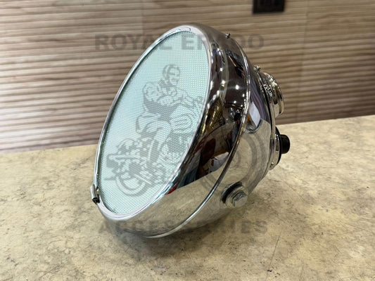 8" Headlight In Chrome Bsa Norton Triumph Royal Enfield Vintage G2 1962 Old Model Bullet 350 Standard