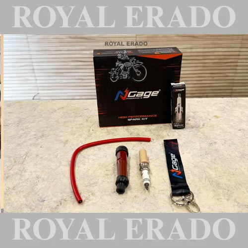 Ngage Spark Plug Kit For Royal Enfield Meteor 350, Classic Reborn 350, And Hunter 350 | High Performance | Spark Plug Cable Kit | Resistor Spark Caps
