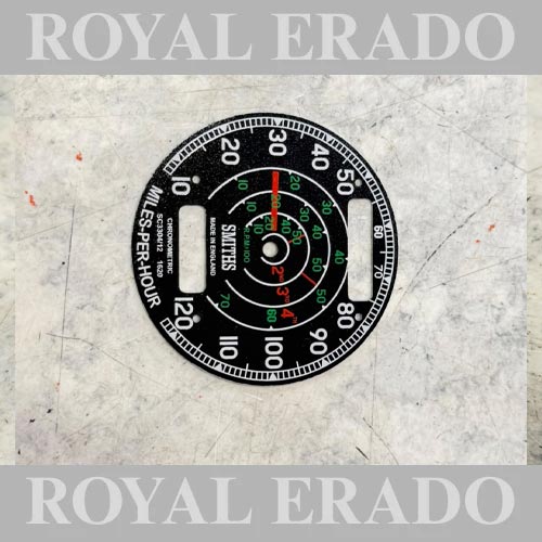Royal Enfield Black Smith Made In England  Meter Dial With Double Reading, 120 Miles Reading