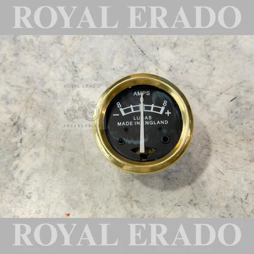 Royal Enfield Vintage G2 1962 Old Model Bullet 350 Standard Electra Lucas Made In England Replica Ammeter With Brass Ring
