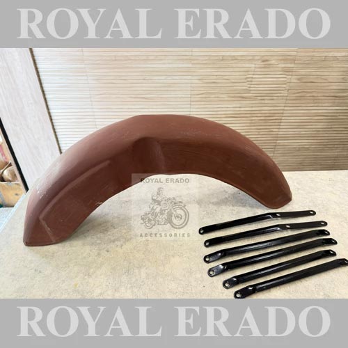 Royal Enfield B1 1973 & Vintage G2 1962 Old Model Bullet 350 Standard  Front Mudguard With Side Number Plate & Front Stays, Fits Classic Electra And Standard