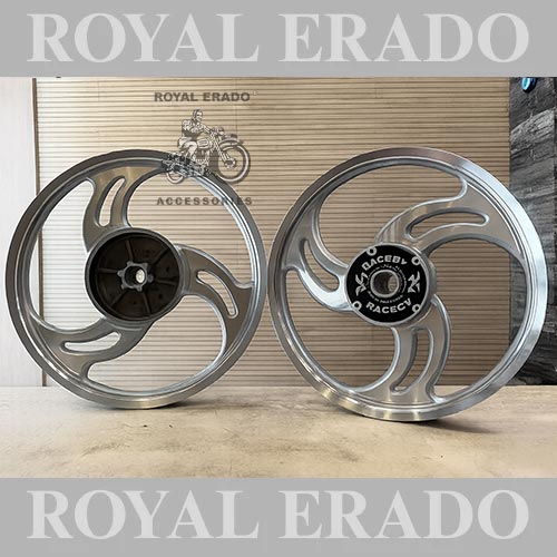 Raceby Kingway 3-spoke 3s 3 Open Silver Chrome Alloy Wheel For Royal Enfield Classic 350 Single-disc And Standard 500cc (Front 19” Disc & Rear Drum 18")